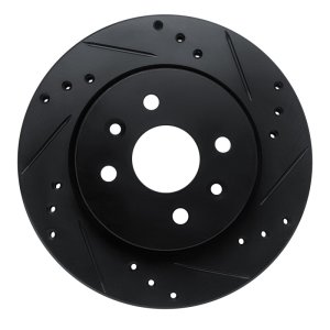 Kia Spectra Brake Rotor (1) - Front Right - R1 Concepts - Drilled & Slotted - Black - `01-`03